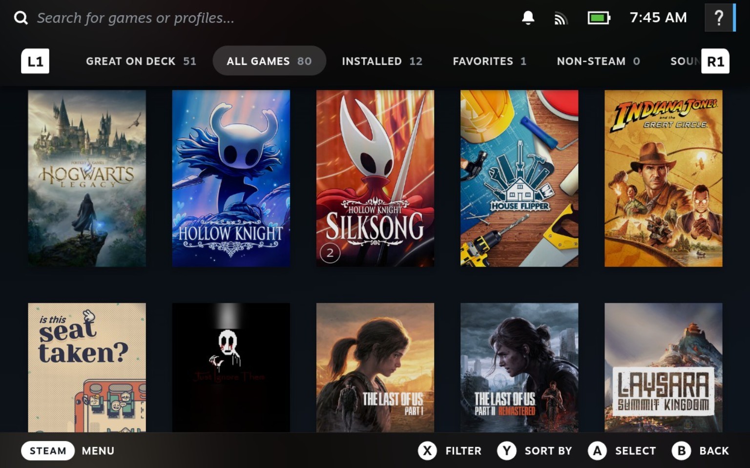 Ben Touati’s Steam library showing 80 games.